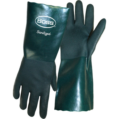 Lined Sandy Grip dbl dip PVC - Chemical Resistant L Green 1 Pair 1SP1714