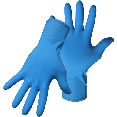 Disposable Liquid-Proof Gloves - Size L, Blue Box of 100 1UH0015VBL