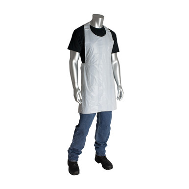 White 24x42 Aprons, White Polyethylene, 1mil Light Weight Embossed, 24in.x42in. Disposable Aprons 1 Case 200-01001