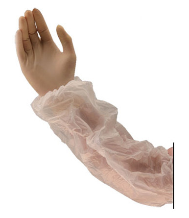 White 18 Single Use Sleeve, Embossed Clear Polyethylene, White, 18-inch Length Disposable Sleeves 1 Case 200-91018