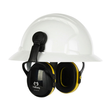 Hellberg Full Brim, Secure 2Full Brim Mounted Passive Ear Muff - NRR 24 db , Yellow/Black, Dielectric Helmet Mount 1 Pair 263-42202