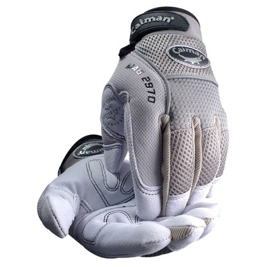 Caiman Deer Leather Palm - Size L, Gray, Hi Performance Glove, 1 Pair 2970-5