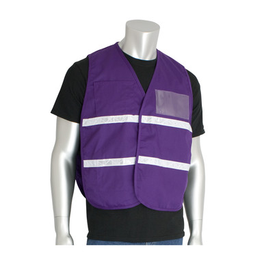 Purple 4X-5X Non-ANSI IC Vest, Pur, Poly/Cotton H&L Closure, 1in. White Gloss Tape Hi-Visibility Vest 300-2501/4X-5X