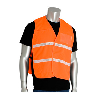 Hi-Vis Orange 4X-5X Non-ANSI IC Vest, HVO, Poly/Cotton, H&L Closure, 1in. White Gloss Tape Hi-Visibility Vest 300-2512/4X-5X