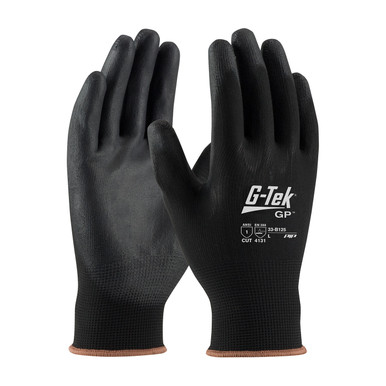 Black S G-Tek GP, Black 13G Nylon Shell, Black PU Coated Smooth Grip Seamless Knits for General Duty 1 Dozen 33-B125/S