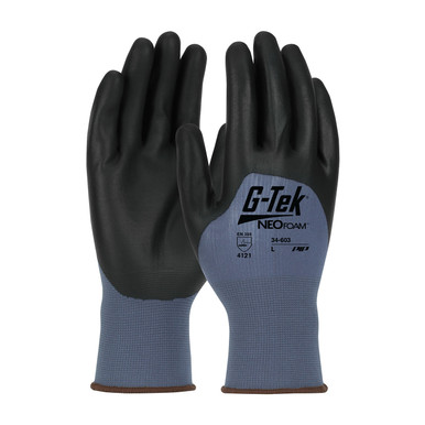 Blue XXL G-Tek Neofoam, Blue 15G Light Duty Nylon, Black Neofoam Grip, 3/4 Dip Seamless Knits for General Duty 1 Dozen 34-603/XXL