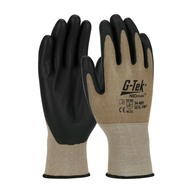 Brown XL G-Tek NeoFoam Earth Tone 15G Medium Duty Nylon, Black NeoFoam Grip Seamless Knits for General Duty 1 Dozen 34-605/XL