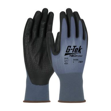 Blue XS G-Tek Neofoam, Blue 15G Light Duty Nylon, Black Micro Dot Neofoam Grip Seamless Knits for General Duty 1 Dozen 34-640/XS