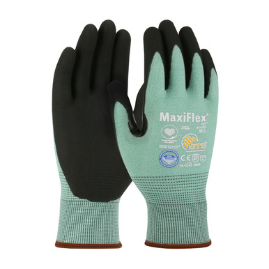 Green L MaxiFlex Cut, Green Dyneema Diamond Shell, MicroFoam Nitrile Grip, A2 Gloves for Cut Protection by ATG 1 Dozen 34-6743/L