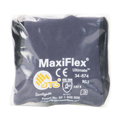 Gray XL MaxiFlex Ultimate, Gray 15G Nylon Shell, MicroFoam Grip, Vend Pack MaxiFlex Seamless Knits by ATG 1 Pair 34-874V/XL