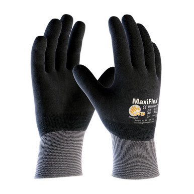 Gray XL MaxiFlex Ultimate, 15G Gry. Nylon Shell, Full Coat Blk. MFoam Nitrile MaxiFlex Seamless Knits by ATG 1 Dozen 34-876/XL