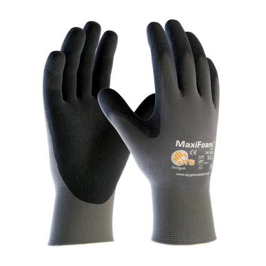 Gray M MaxiFoam Lite, Gray 15G Nylon Shell, Black Nitrile Foam Coating Nitrile Foam Coated Gloves by ATG 1 Dozen 34-900/M
