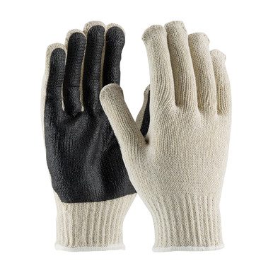 Natural S Cotton/Polyester, 7G, Reg Wgt, Blk. PVC Palm Coating Seamless Knits for General Duty 1 Dozen 36-110PC-BK/S