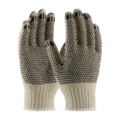 Natural S FingerNails , Cotton/Poly 7G HW, Coated Finger Tips,2 Side Blk. Dot Seamless Knits for General Duty 1 Dozen 36-C330PDD/S