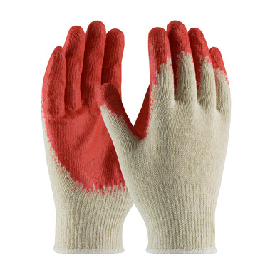 Natural S Cotton/Polyester Seamless Knit, Red Latex Smooth Grip, Econ Grade Latex Coated Seamless Knits 1 Dozen 39-C121/S
