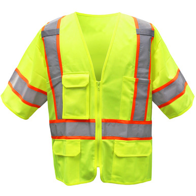ANSI Type R Class 3 Two-Tone Vest - Solid Polyester - Hi-Visibility Vest 4XL Hi-Vis Green 3PPN93004X