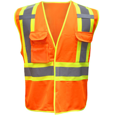 ANSI Type R Class 2 Two-Tone Breakaway Solid Polyester Vest - Size M, Hi-Vis Orange- Hi-Visibility Vest 3PTF9200M
