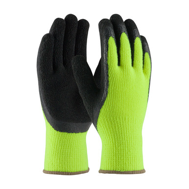 Hi-Vis Yellow M G-Tek, Hi-Vis Lime 7G Acrylic Shell Blk Latex Crinkle Grip,Coated Thumb Insulated Coated Gloves 1 Dozen 41-1420/M