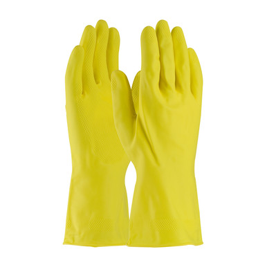 Yellow L Assurance Unsupport Latex, Ylw., 18 Mil, 12 Inch, Unlined, Diamond Unsupported Latex Gloves 1 Dozen 47-L170Y/L