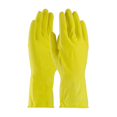 Yellow L Assurance Unsupport Latex, Ylw., 14 Mil, 12 Inch, Flocked, Honeycomb Unsupported Latex Gloves 1 Dozen 48-L140Y/L