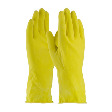 Yellow M Assurance Unsupport Latex, Ylw., 18 Mil, 12 Inch, Flocked, Honeycomb Unsupported Latex Gloves 1 Dozen 48-L185Y/M