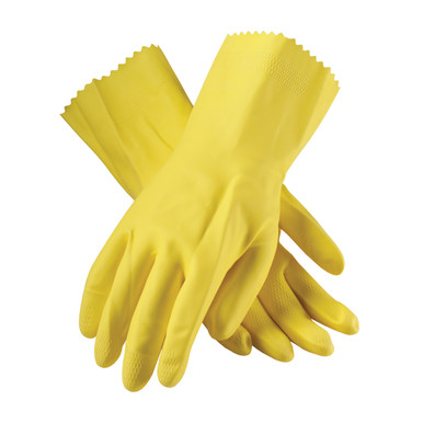 Yellow L Assurance Unsupport Latex, Ylw., 18 Mil, 12 Inch, Flocked, Honeycomb Unsupported Latex Gloves 1 Dozen 48-L187Y/L