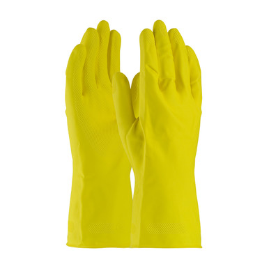 Yellow XL Assurance Unsupport Latex, Ylw., 21 Mil, 12 Inch, Flocked, Diamond Unsupported Latex Gloves 1 Dozen 48-L212Y/XL