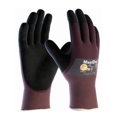 Purple S MaxiDry, Gry. Nylon Shell, Prpl./ Blk. Nitrile Non-Slip 3/4 Coat Seamless Knits for General Duty 1 Dozen 56-425/S