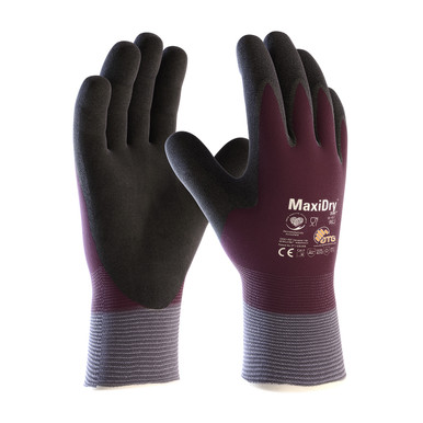 Purple XL MaxiDry Zero by ATG, 15G Nylon with Thermal Liner, DD w/ MicroFoam Grip Insulated Coated Gloves 1 Pair 56-451/XL