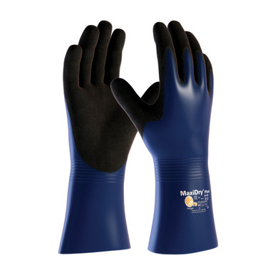 Green XL MaxiChem, Nylon/Lycra Liner, Grn/ Blk. Nitrile Blnd, Full Coat,12 In. Coated Supported Gloves 1 Dozen 56-630/XL