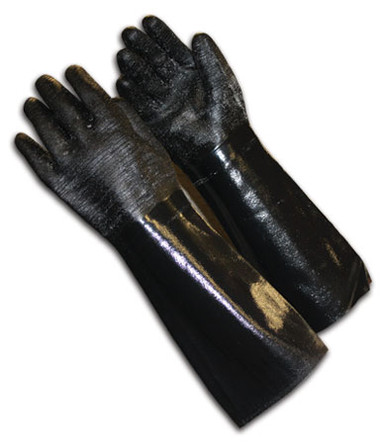 Black L ChemGrip, Supported Neoprene, Foam Lined, Blk., Etched, 18 Inch Coated Supported Gloves 1 Dozen 57-8653R/L