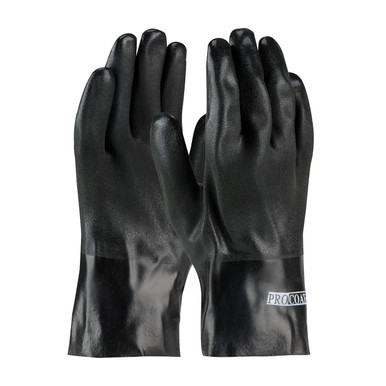 Black MENS ProCoat, Supported PVC, Interlock Lined, Blk., Sandy Finish, 10 Inch Coated Supported Gloves 1 Dozen 58-8120DD