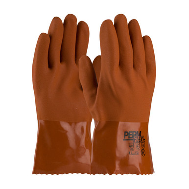 Brown M PermFlex, Cold Resistant Supported PVC, Brown, Rough Coated, 10 Inch Coated Supported Gloves 1 Dozen 58-8650/M