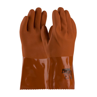 Brown M PermFlex, Cold Resistant Supported PVC, Brown, Rough Coated, 12 Inch Coated Supported Gloves 1 Dozen 58-8651/M