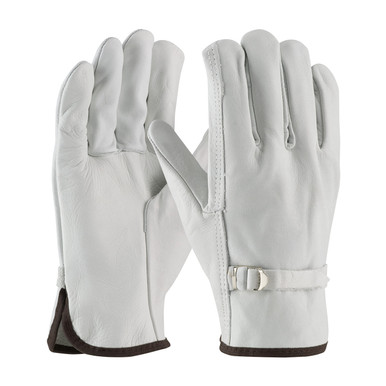 Natural L Top Grain Cowhide Drivers, Reg Grade, Straight Thumb, Pull Strap Unlined Leather Driver's Gloves 1 Dozen 68-153/L