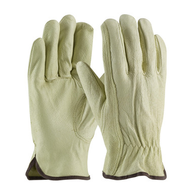 Natural XXXL Top Grain Pigskin Leather Drivers, Industry Grade, Keystone Thumb Unlined Leather Driver's Gloves 1 Dozen 70-360/XXXL
