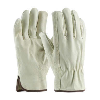 Natural XL Top Grain Pigskin Leather Drivers, Premium Grade, Keystone Thumb Unlined Leather Driver's Gloves 1 Dozen 70-368/XL