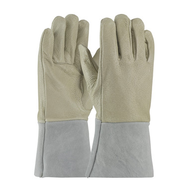Natural M/RHO Mig Tig, Top Grain Pigskin, Split Leather GT Cuff, Sewn w/Kevlar, RHO Welder's and Foundry Gloves 1 Dozen 75-320/M/RHO
