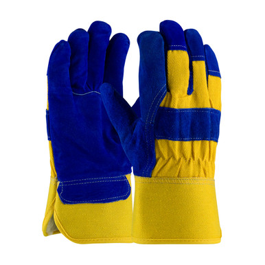 Yellow L Split Cowhide, Gunn Cut, Fleece Pile,BL Split Palm,Ylw Fabric Bk,SC Insulated Leather Palm Gloves 1 Dozen 78-7863B/L