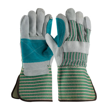 Green MENS Bronze Series, B Grade Shoulder, Dbl Palm, Pink/Grn., Rubberized GT Split Leather Palm 1 Dozen 83-6763