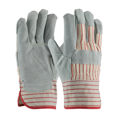 Gray LADIES Copper Series, B/C Shoulder, Gry./ Red Striped, Starched SC, Ladies' Split Leather Palm 1 Dozen 85-7512CS