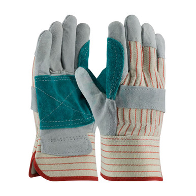 Gray XL Econ Series, B/C Shoulder, Gry./ Red, Rubber SC, Jointed Inner Palm Split Leather Palm 1 Dozen 85-7512J/XL