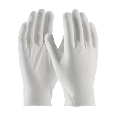 White 10 Cotton Lisle, Light Wgt, Premium Quality, Unhemmed, 10 Inch, Men's CE Fabric Gloves 1 Dozen 97-500/10