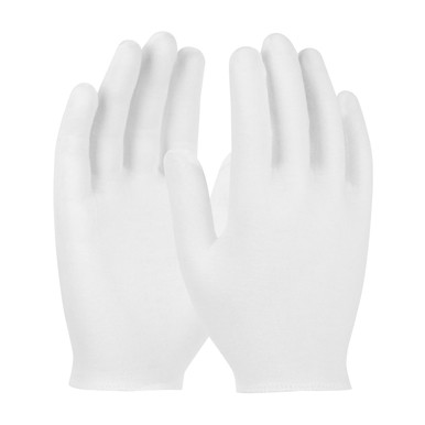 White LADIES Cotton Lisle, Light Wgt, Premium Quality, Overcast Hem, Ladies' CE Fabric Gloves 1 Dozen 97-501H