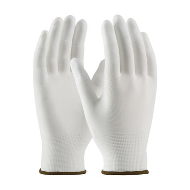 White XL CleanTeam, 15G Seamless Kit Nylon, PU Coated Smooth Grip on Fingertips CE Seamless Knit Gloves 1 Dozen 99-126/XL