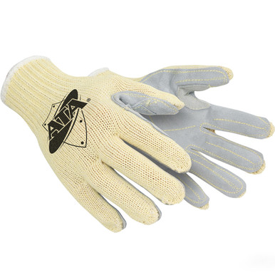 Aramid Knit 7G Glove With Split Leather Palm - Size M, Yellow, Cut Resistant Gloves, 1 Dozen MATA30-BH-M