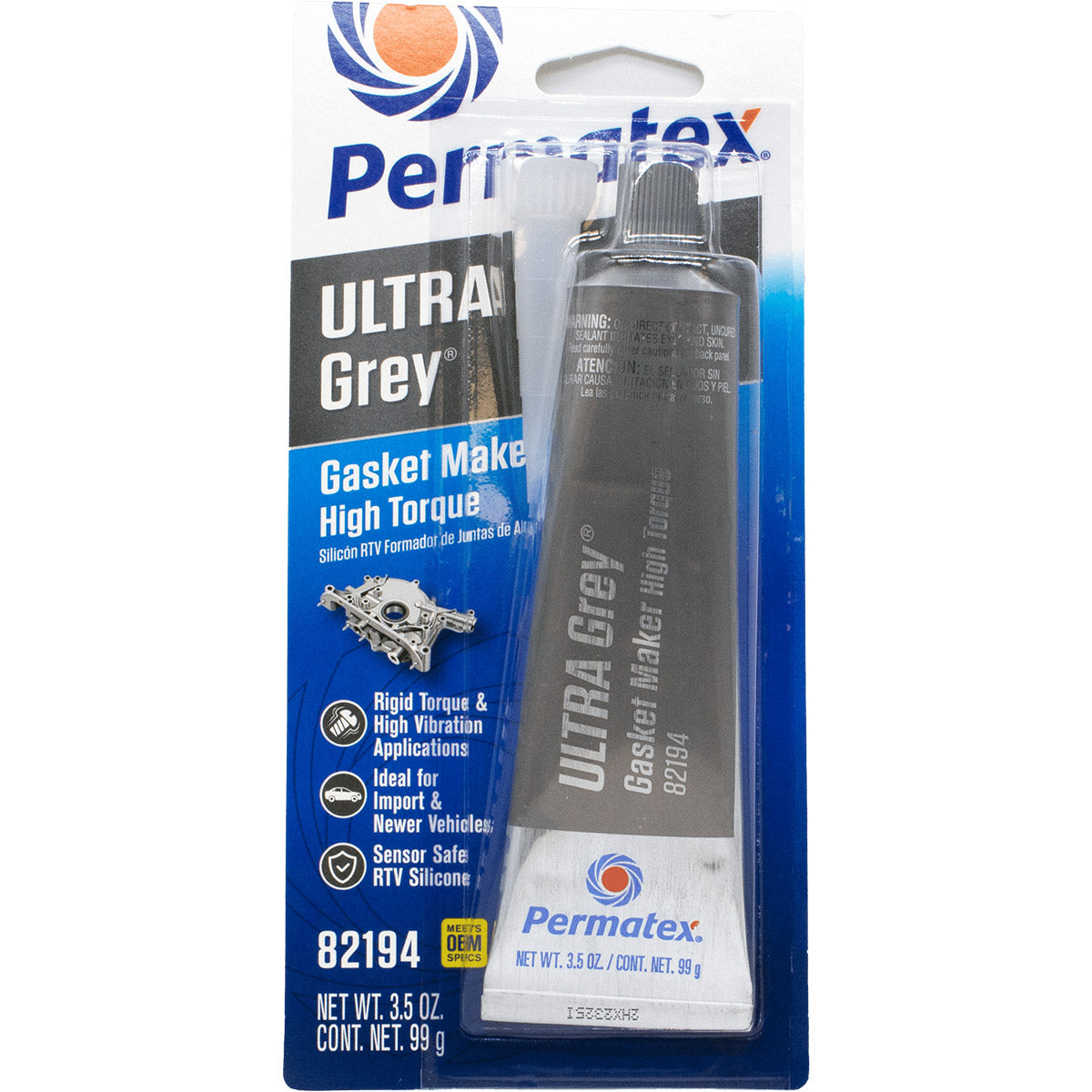 PERMATEX ULTRA GREY HIGH TORQUE RTV SILICONE - 3.5 OUNCE TUBE