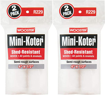Wooster Genuine 4" Mini-Koter Shed-Resistant 1/2" Nap 2 Sets Of 2-Pack Roller Cover # R229-4-2PK