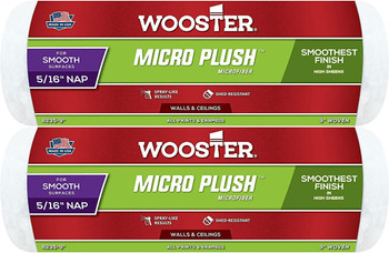 Wooster Genuine 9" Micro Plush 5/16" Nap Roller Cover 2-Pack, R235-9-2PK