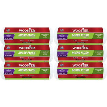 Wooster Genuine 9" Micro Plush 5/16" Nap Roller Cover 6-Pack, R235-9-6PK